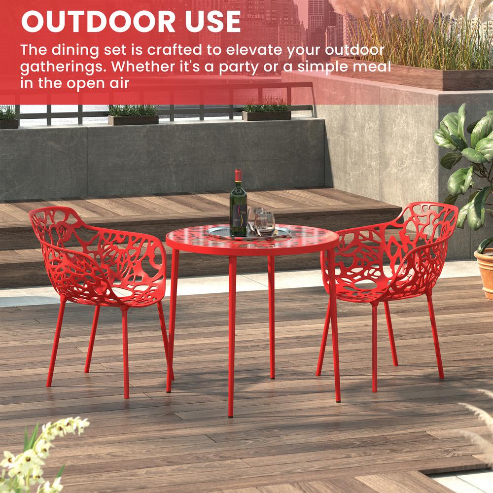 3-Piece Aluminum Outdoor Patio Dining Set with Tempered Glass Top Table. Picture 21