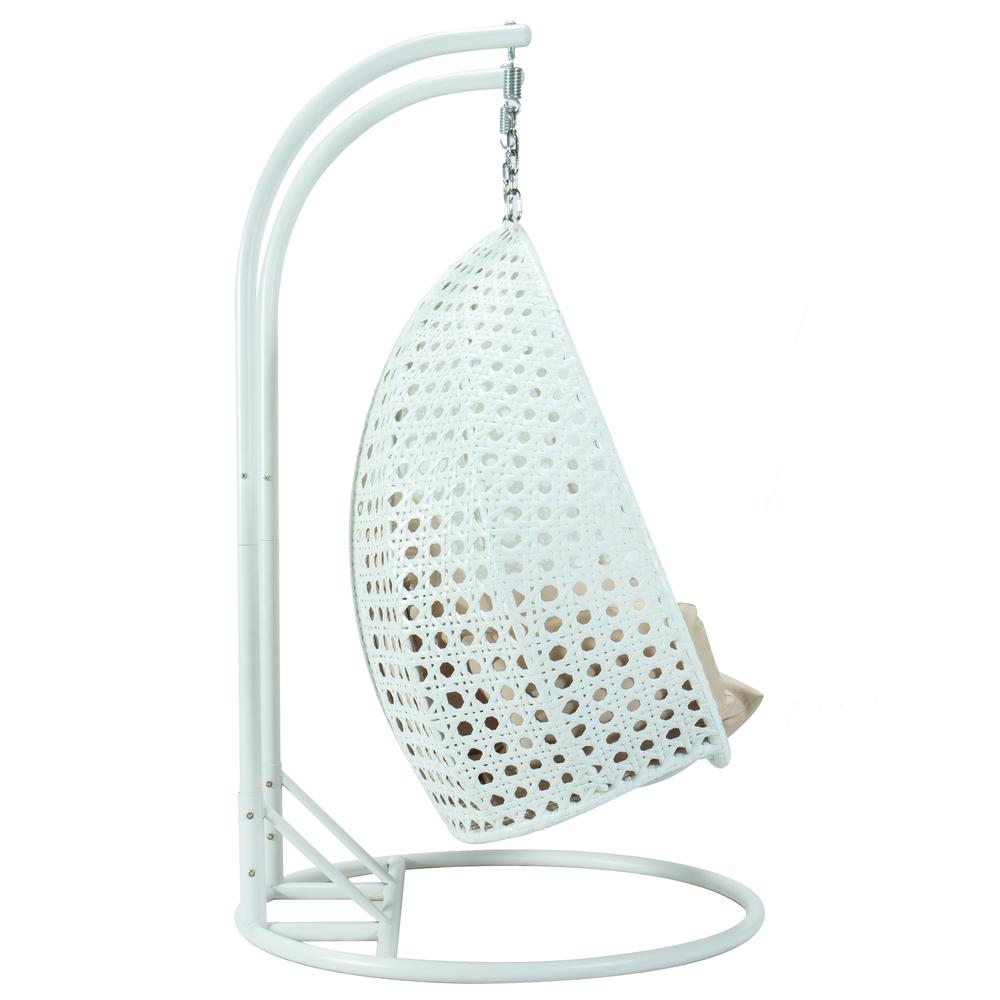 White Wicker Hanging 2 person Egg Swing Chair. Picture 6