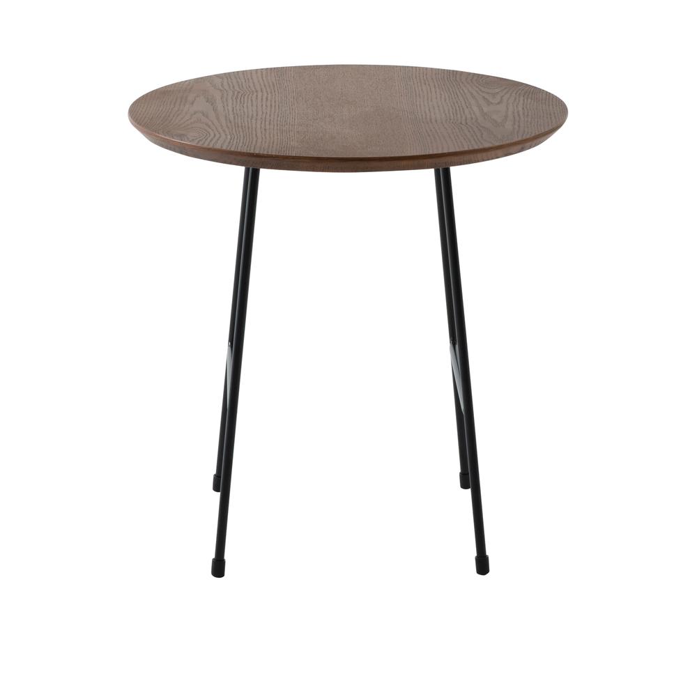 Rossmore Mid Century Modern Round Side Table With Black Steel Frame. Picture 3