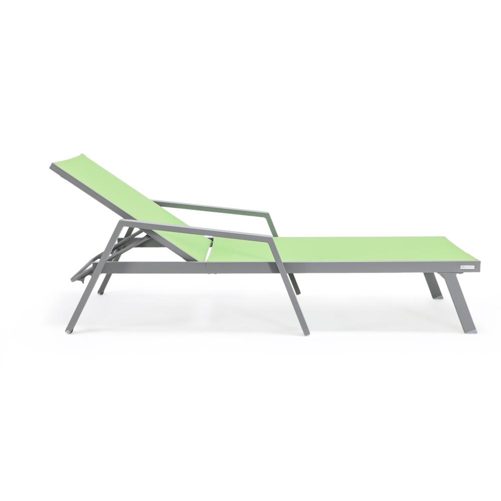 Marlin Patio Chaise Lounge Chair With Armrests in Grey Aluminum Frame. Picture 7