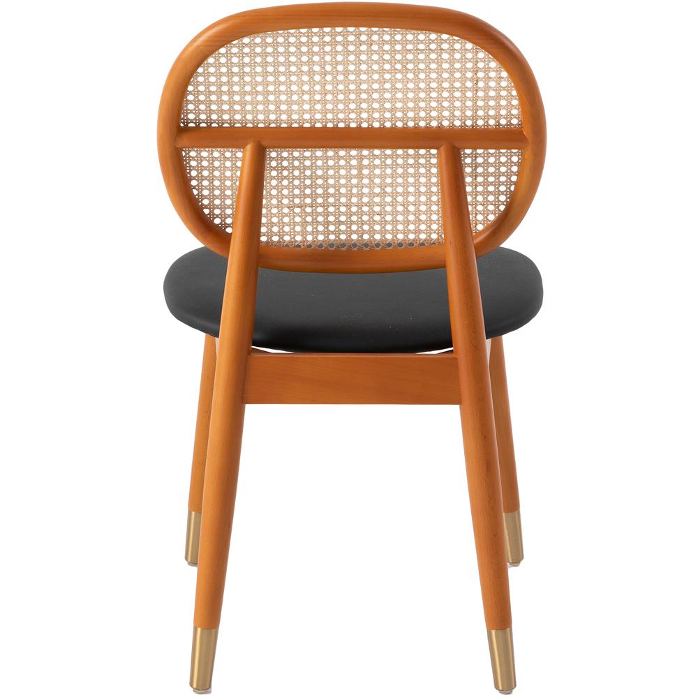 Holbeck Wicker Dining Chair with Upholstered Leather Seat and Beech Wood Legs. Picture 16