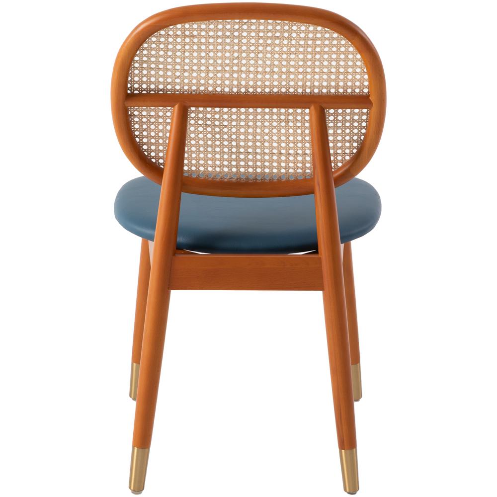 Holbeck Wicker Dining Chair with Upholstered Leather Seat and Beech Wood Legs. Picture 15