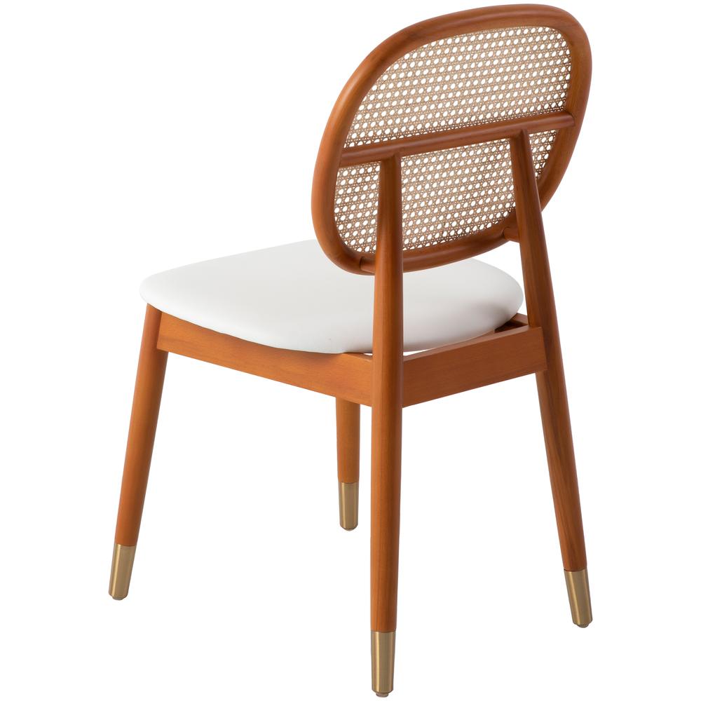 Holbeck Wicker Dining Chair with Upholstered Leather Seat and Beech Wood Legs. Picture 6