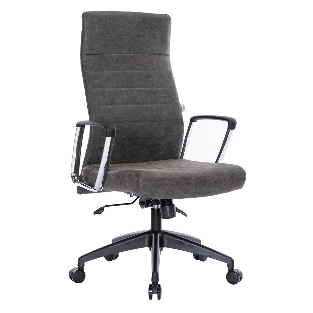 Hilton Leather Office Chair in Charcoal. Picture 2
