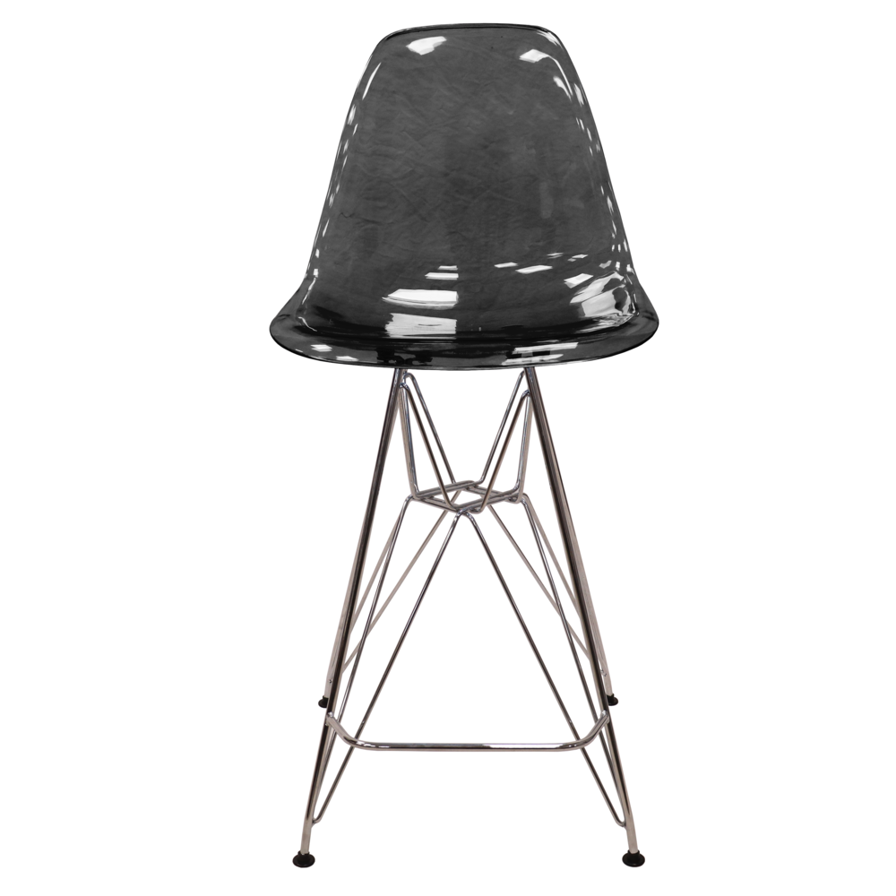 Cresco Modern Acrylic Barstool with Chrome Base and Footrest. Picture 11