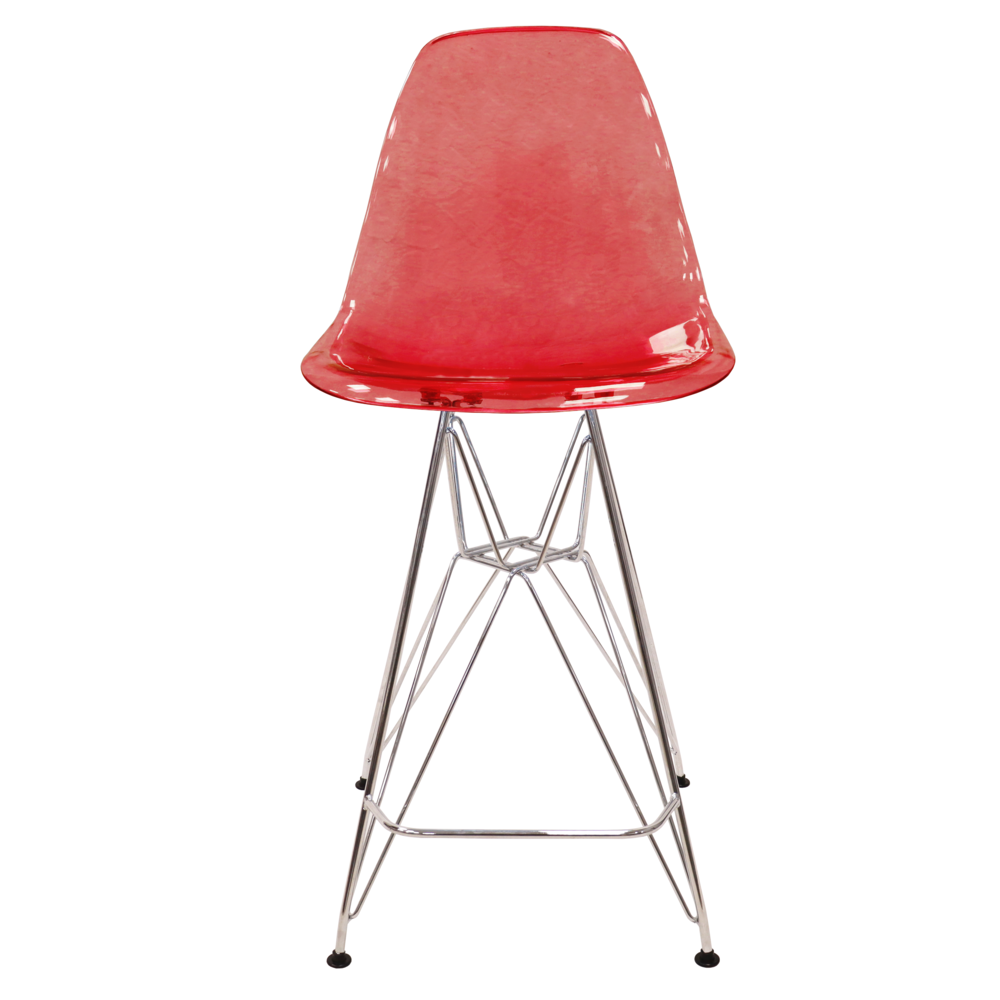 Cresco Modern Acrylic Barstool with Chrome Base and Footrest. Picture 13