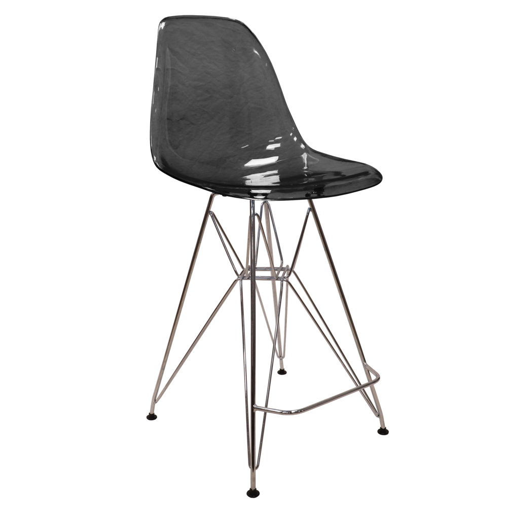 Cresco Modern Acrylic Barstool with Chrome Base and Footrest. Picture 13