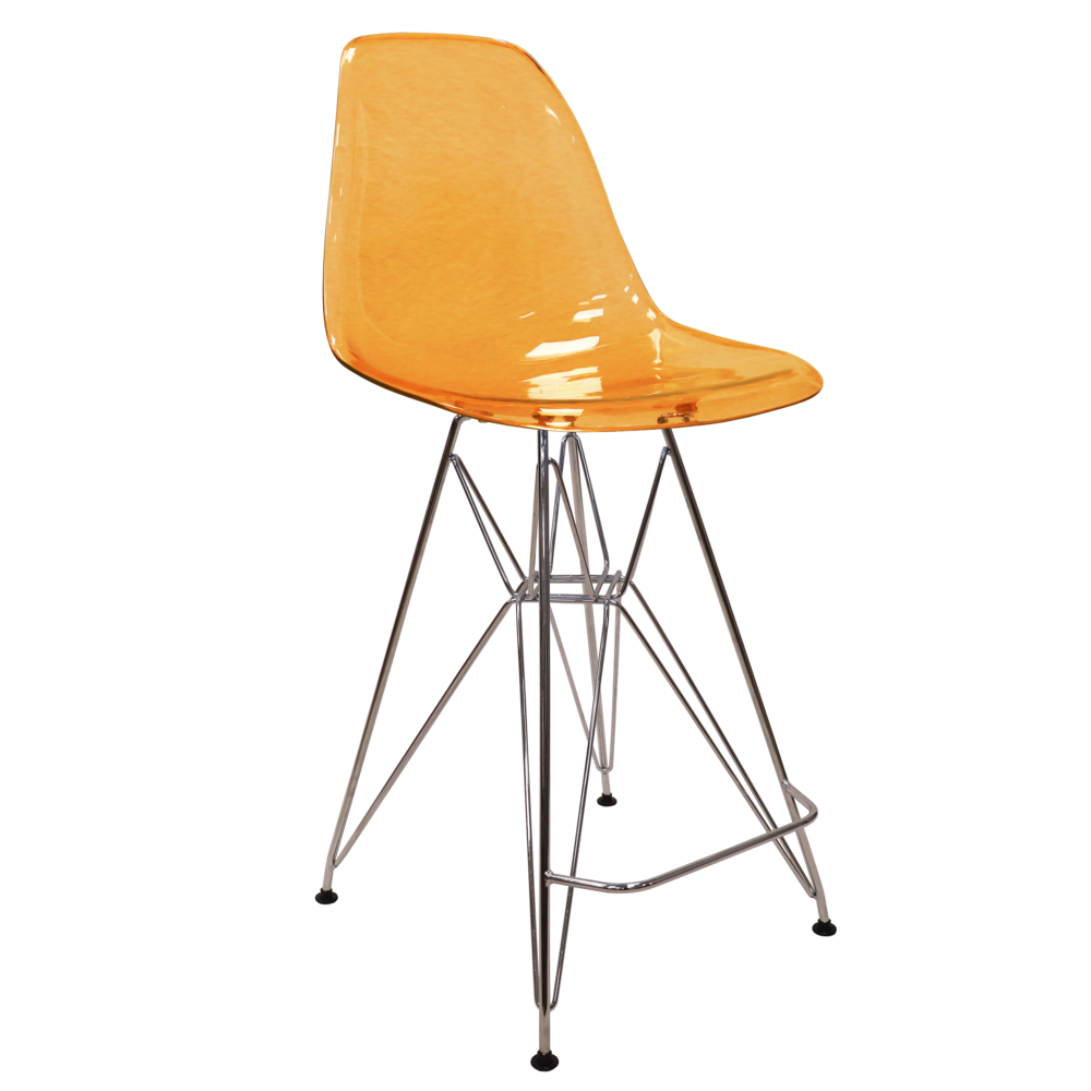 Cresco Modern Acrylic Barstool with Chrome Base and Footrest. Picture 14