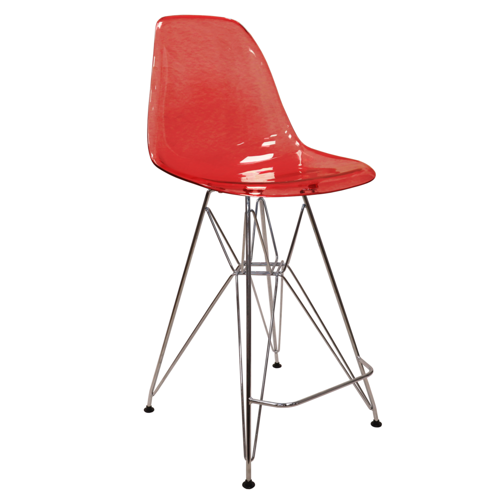 Cresco Modern Acrylic Barstool with Chrome Base and Footrest. Picture 15