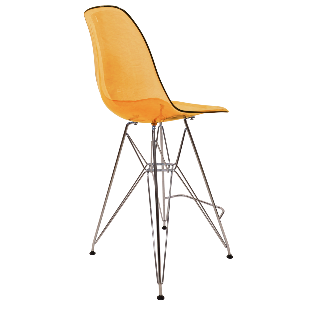 Cresco Modern Acrylic Barstool with Chrome Base and Footrest. Picture 19