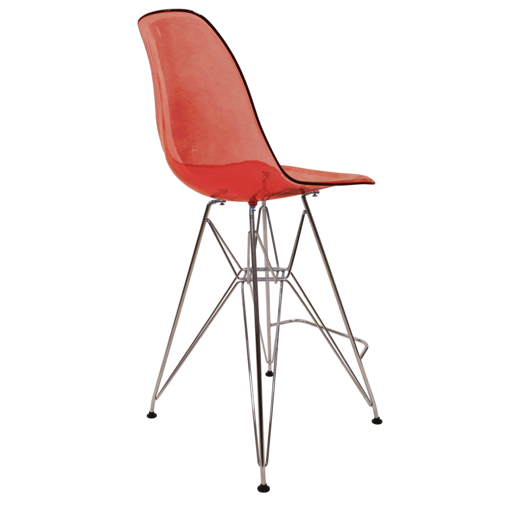 Cresco Modern Acrylic Barstool with Chrome Base and Footrest. Picture 18