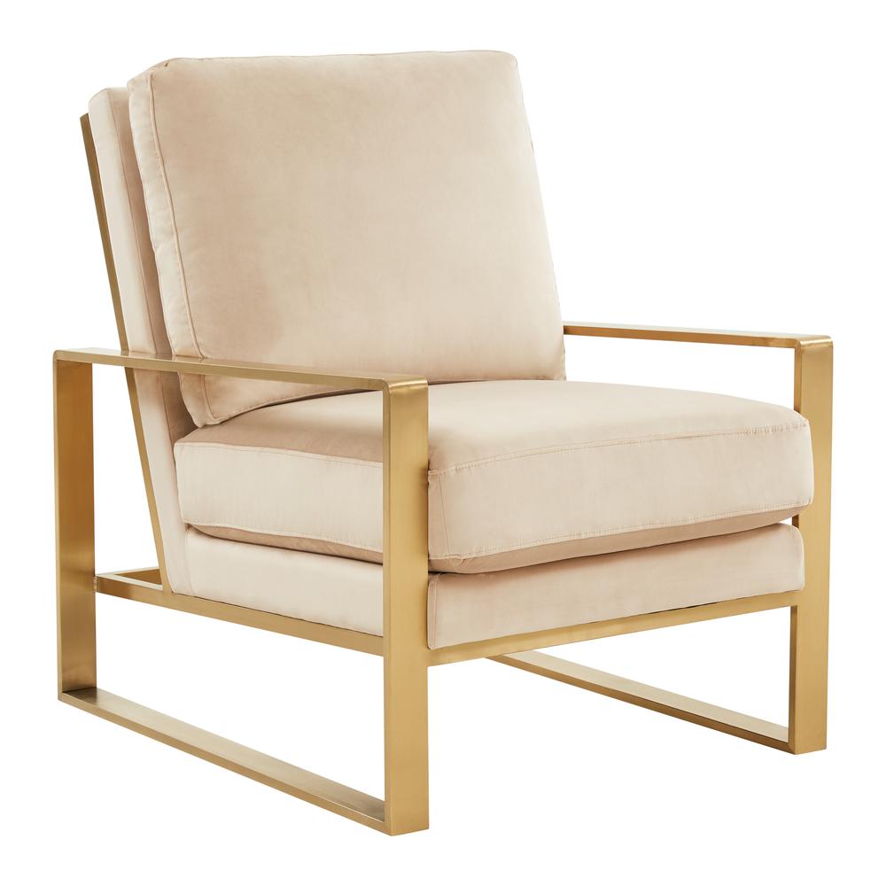 Jefferson Velvet Design Accent Armchair With Gold Brass Finish Frame. Picture 1