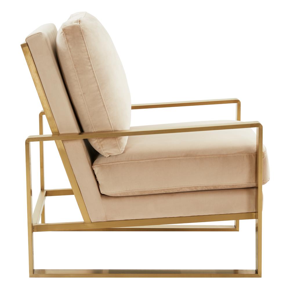 Jefferson Velvet Design Accent Armchair With Gold Brass Finish Frame. Picture 5