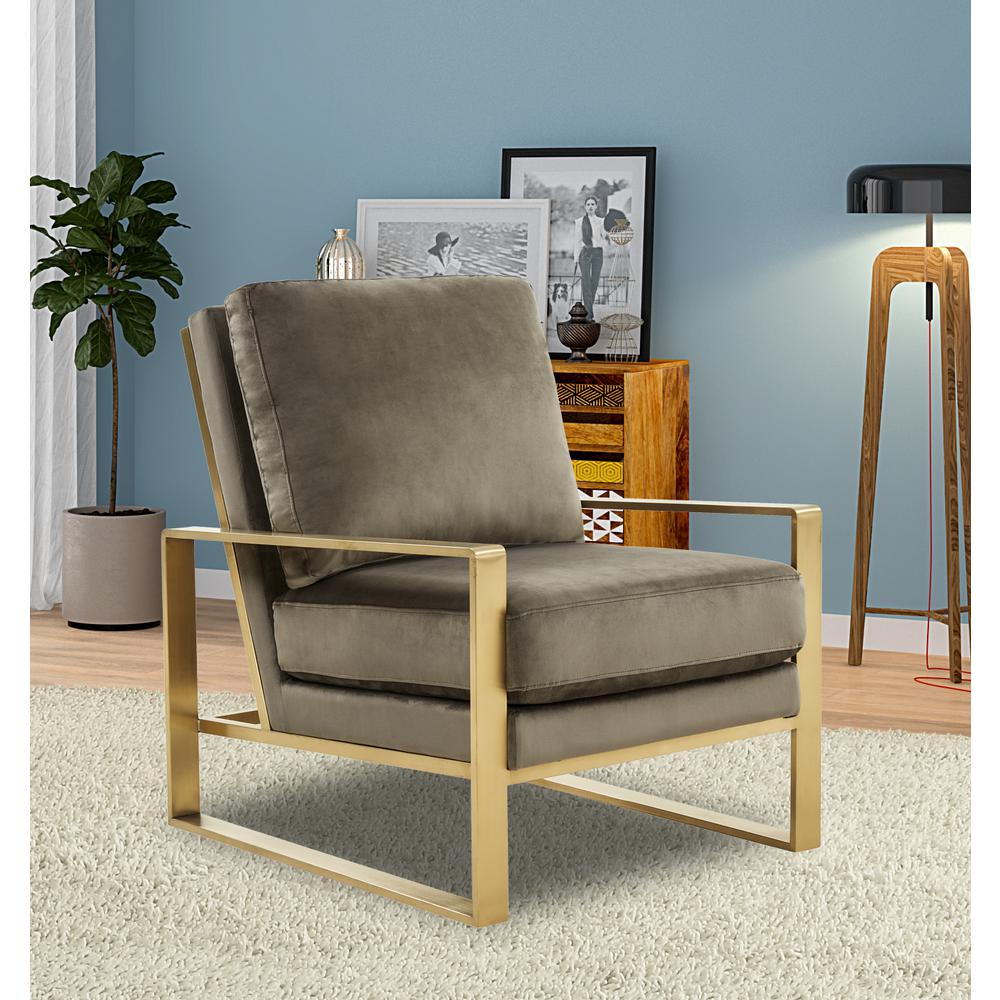 Jefferson Velvet Design Accent Armchair With Gold Brass Finish Frame. Picture 2