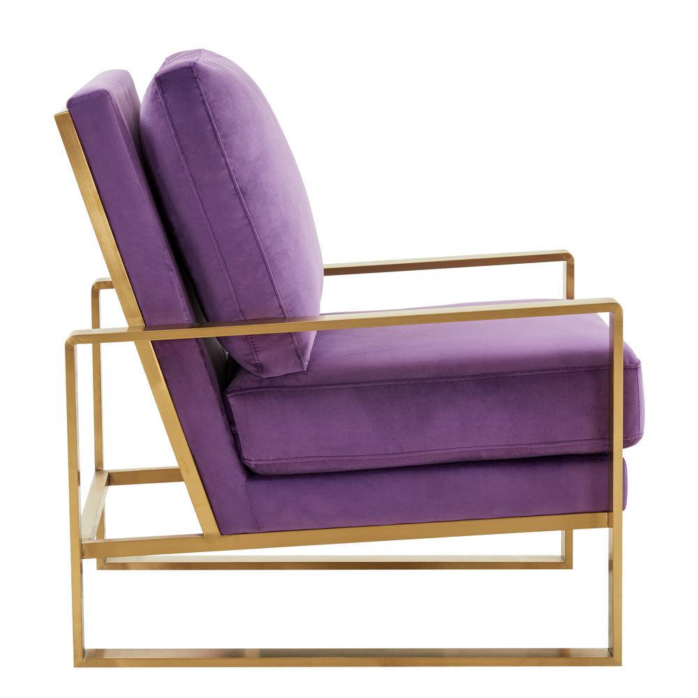 LeisureMod Jefferson Velvet Design Accent Armchair With Gold Brass Finish Frame JA29PR. Picture 5