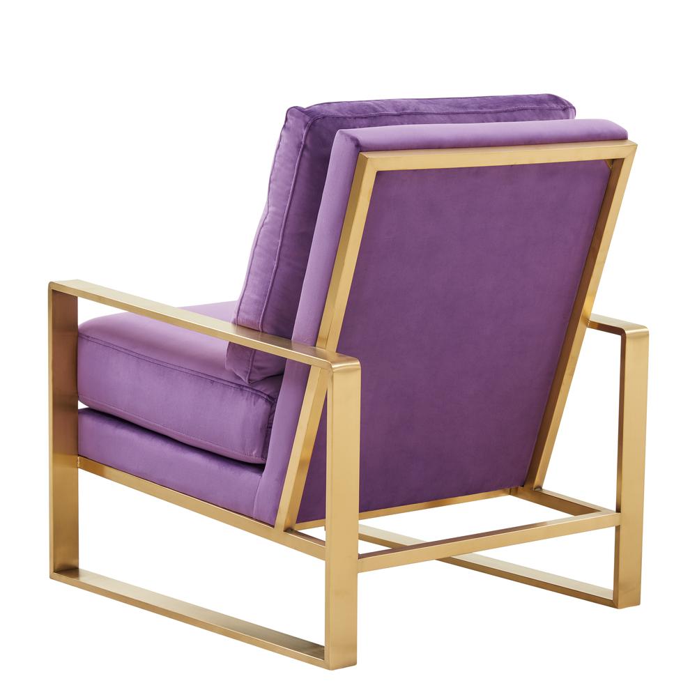 LeisureMod Jefferson Velvet Design Accent Armchair With Gold Brass Finish Frame JA29PR. Picture 6