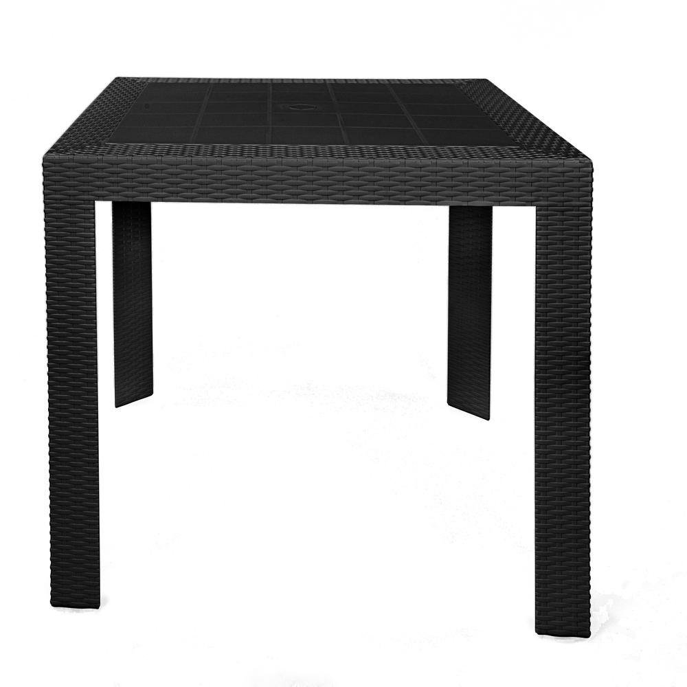 LeisureMod Kent Outdoor Dining Set With 4 Chairs in Black. Picture 2
