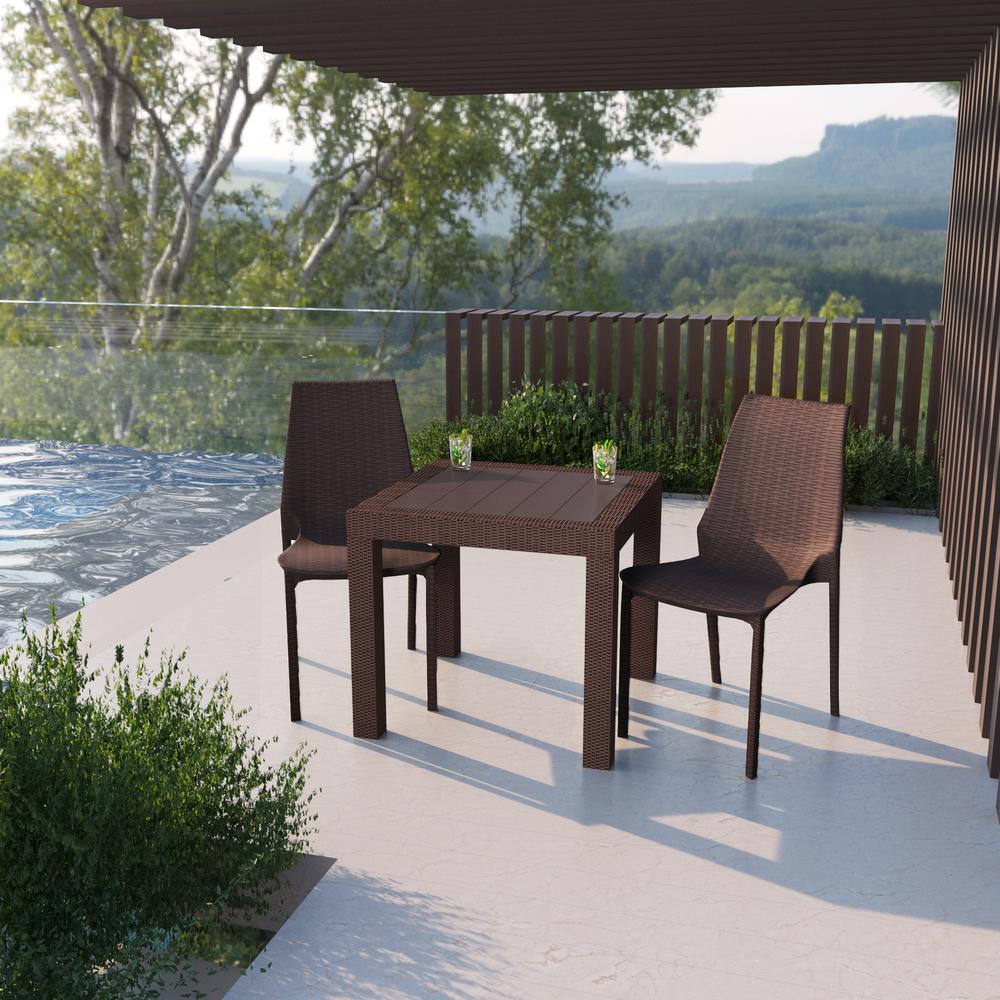 Kent Outdoor Dining Set With 2 Chairs in Brown. Picture 7