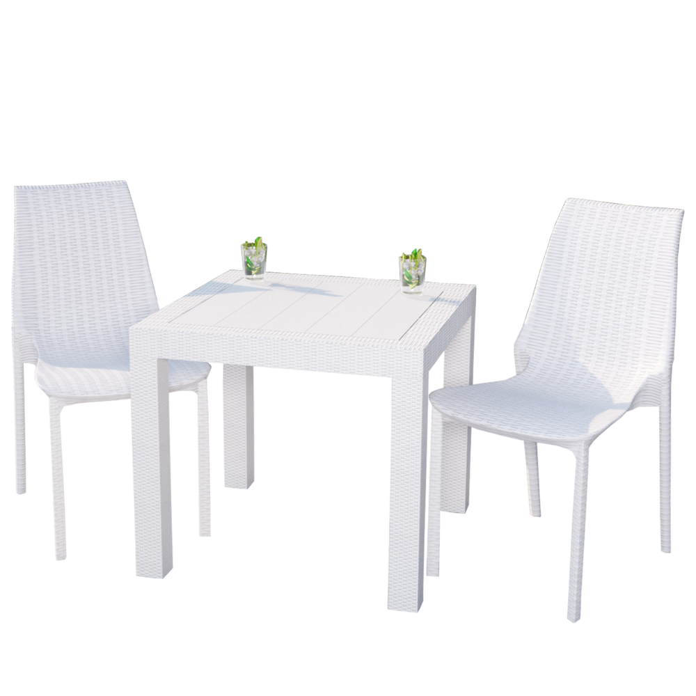 Kent Outdoor Dining Set With 2 Chairs in White. Picture 1