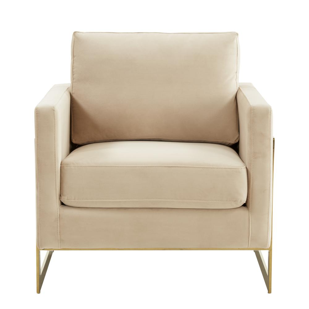 Velvet Accent Armchair With Gold Frame. Picture 2