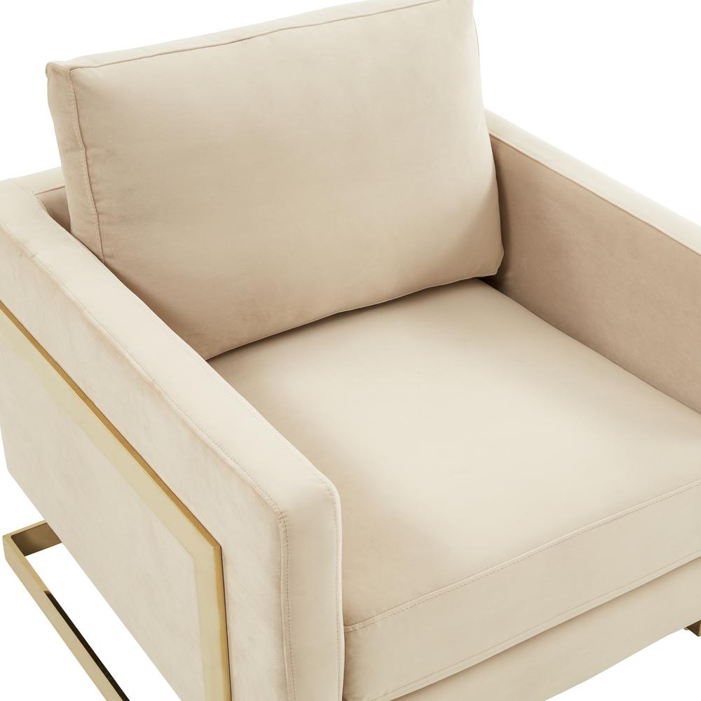 Velvet Accent Armchair With Gold Frame. Picture 5