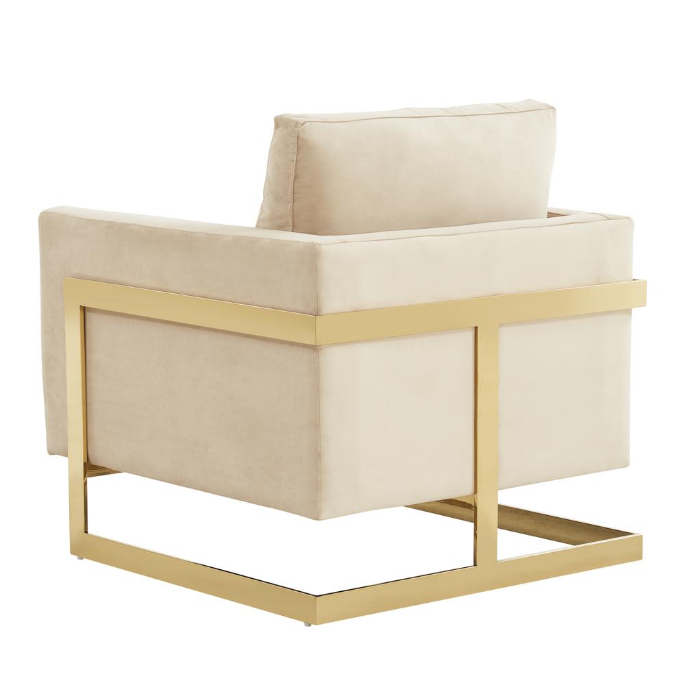 Velvet Accent Armchair With Gold Frame. Picture 4