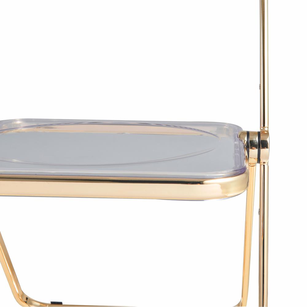 Lawrence Acrylic Folding Chair With Gold Metal Frame. Picture 13