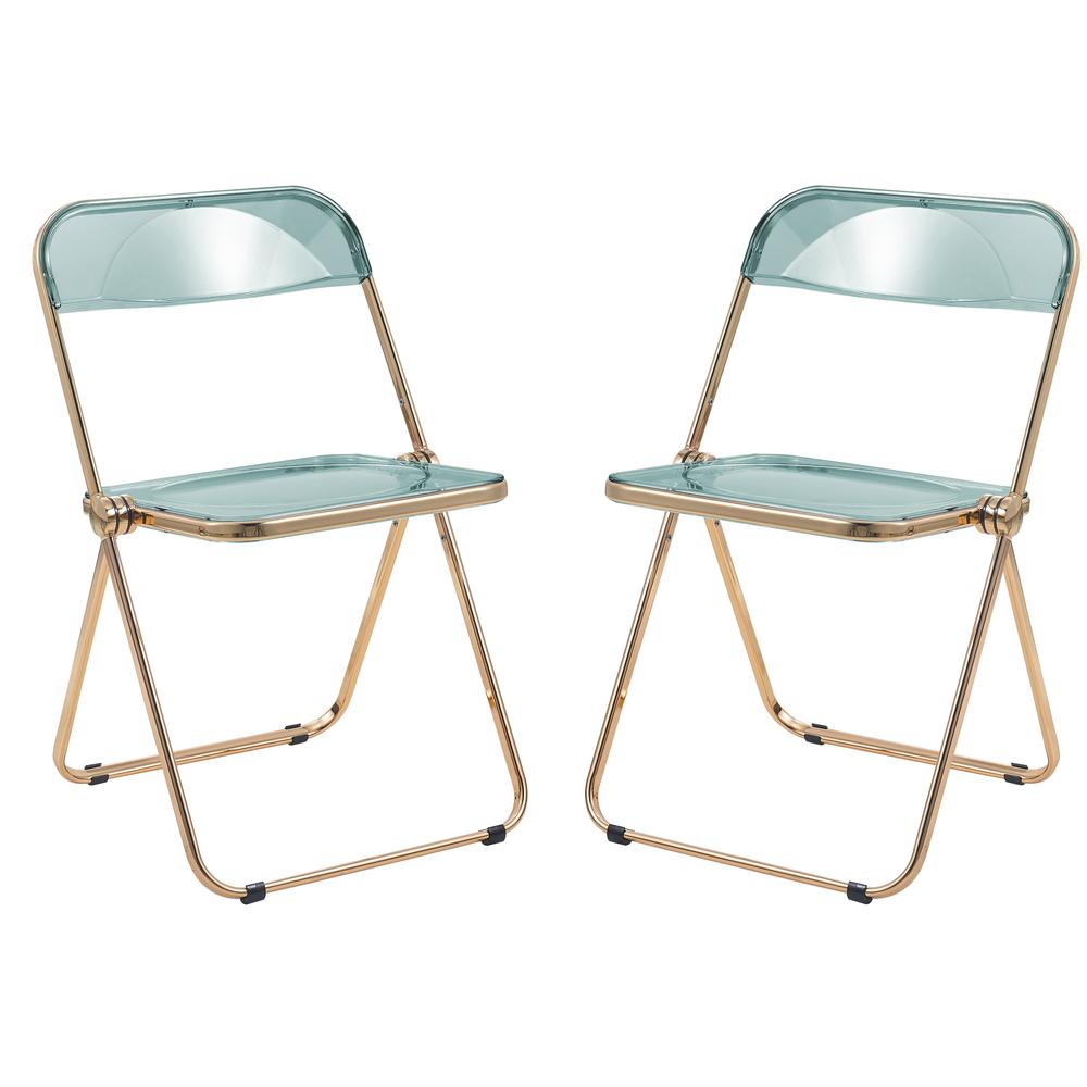 Lawrence Acrylic Folding Chair With Gold Metal Frame. Picture 12