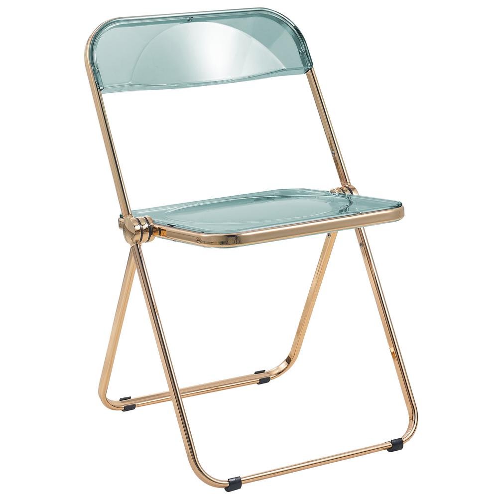 Lawrence Acrylic Folding Chair With Gold Metal Frame. Picture 1