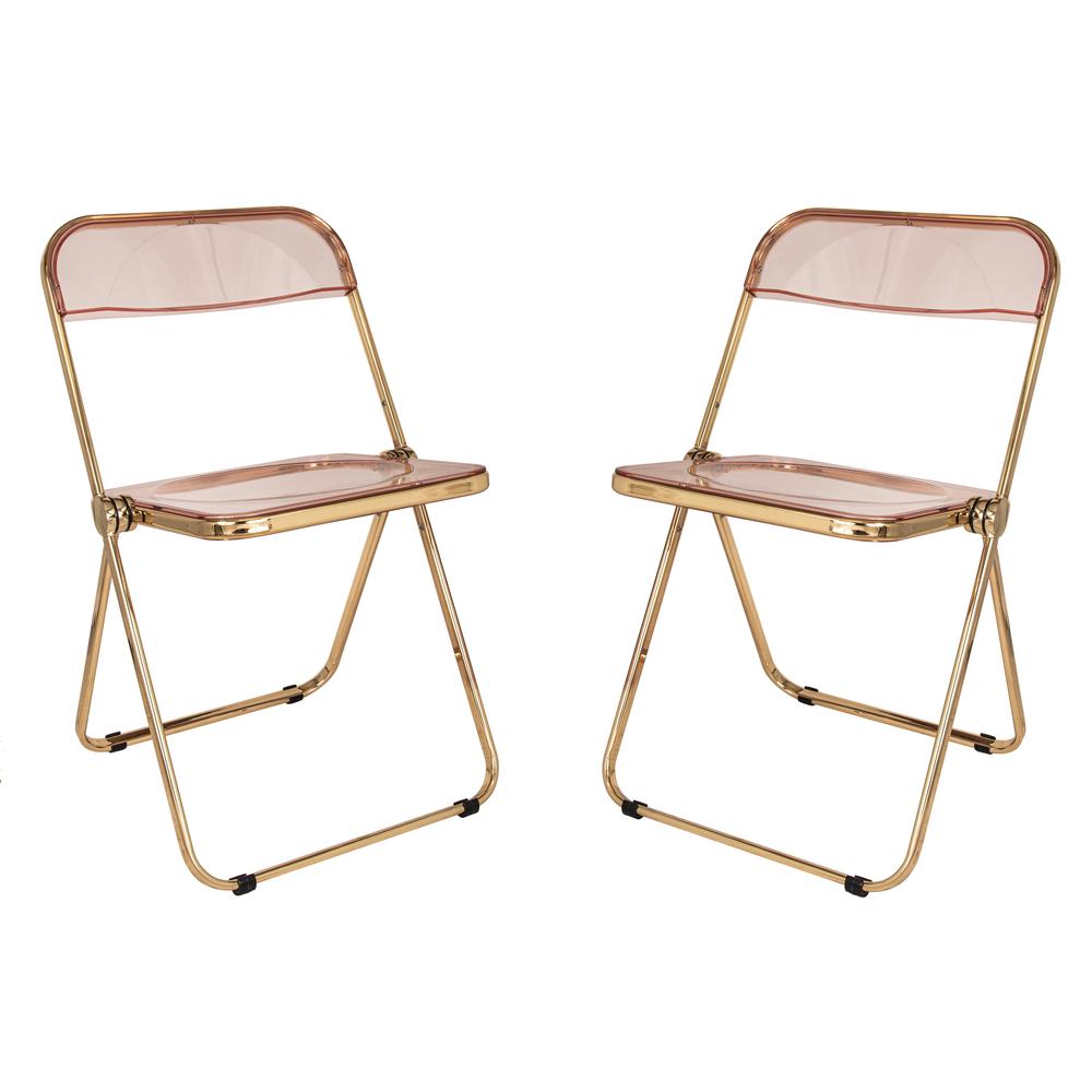 Lawrence Acrylic Folding Chair With Gold Metal Frame. Picture 11