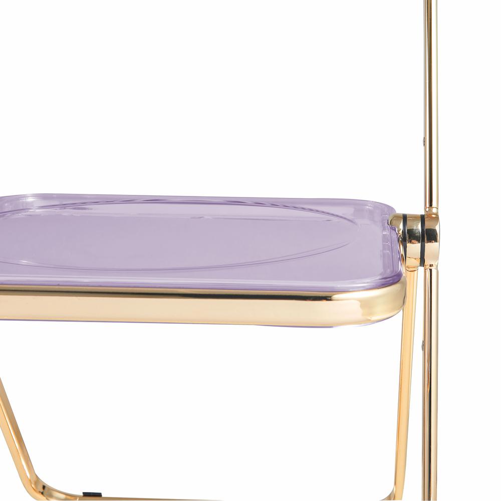 Lawrence Acrylic Folding Chair With Gold Metal Frame. Picture 2