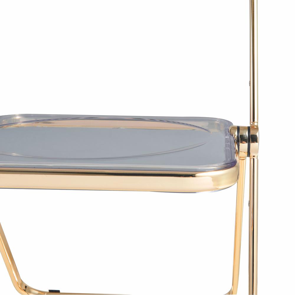 Lawrence Acrylic Folding Chair With Gold Metal Frame. Picture 2