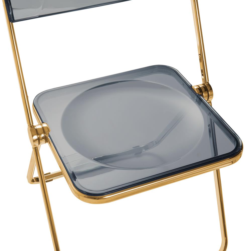 Lawrence Acrylic Folding Chair With Gold Metal Frame. Picture 9