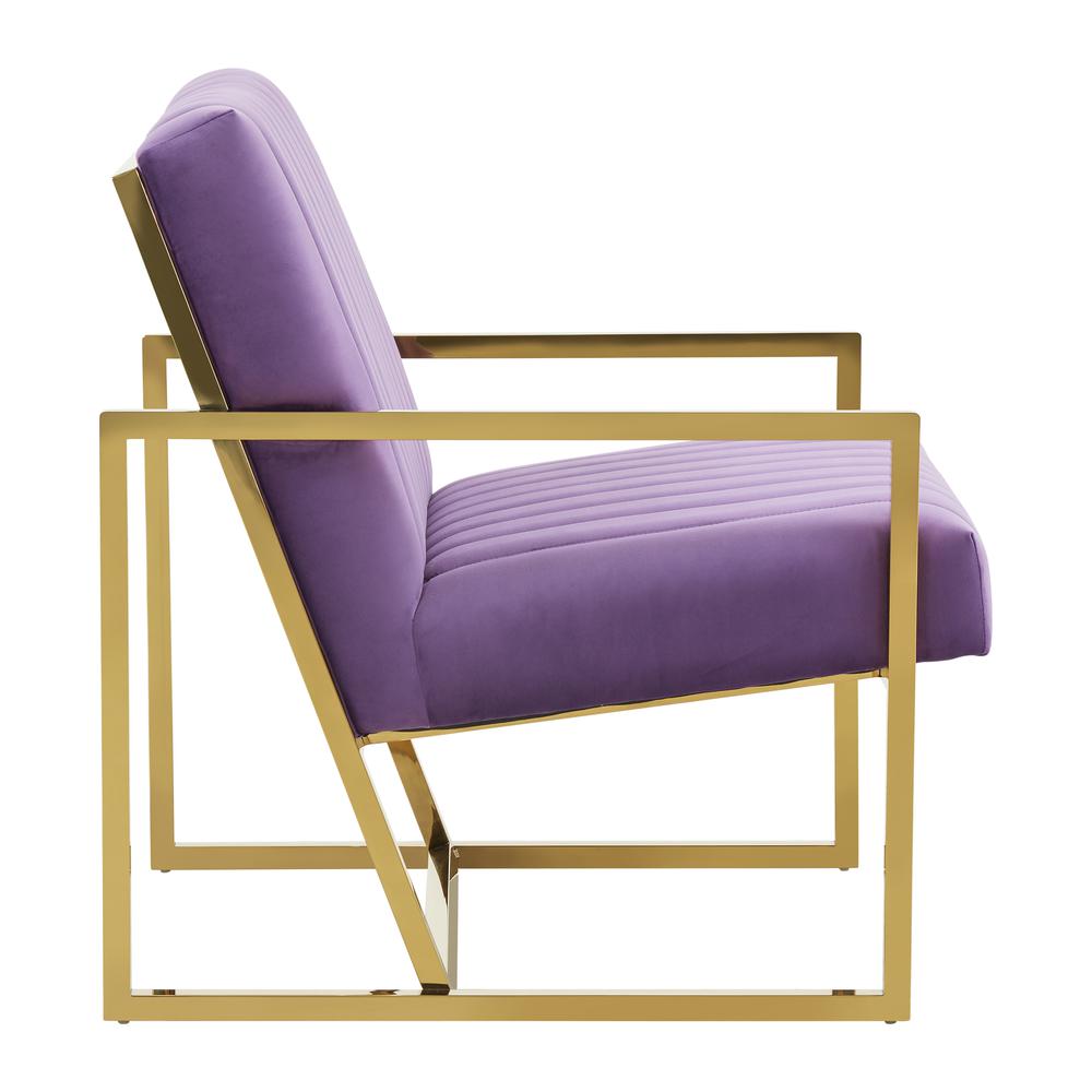 Montgomery Velvet Pinstripe Design Accent Armchair With Gold Frame. Picture 5