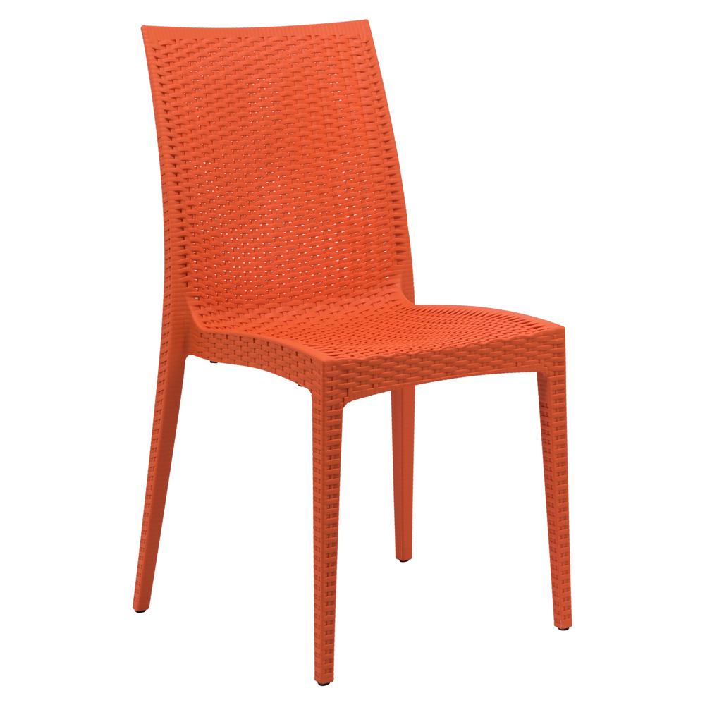 LeisureMod Weave Mace Indoor/Outdoor Dining Chair (Armless) MC19OR. Picture 1