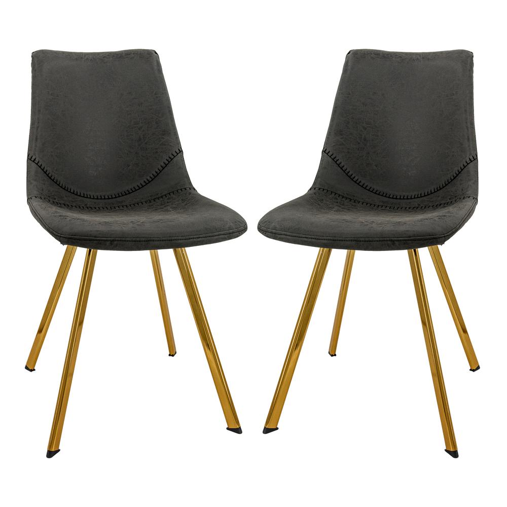Markley Modern Leather Dining Chair With Gold Legs. Picture 7
