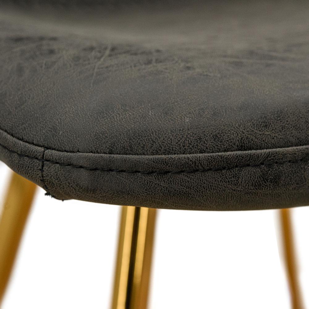 Markley Modern Leather Dining Chair With Gold Legs. Picture 6