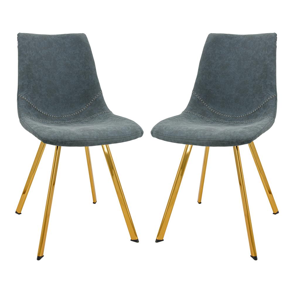Markley Modern Leather Dining Chair With Gold Legs. Picture 9