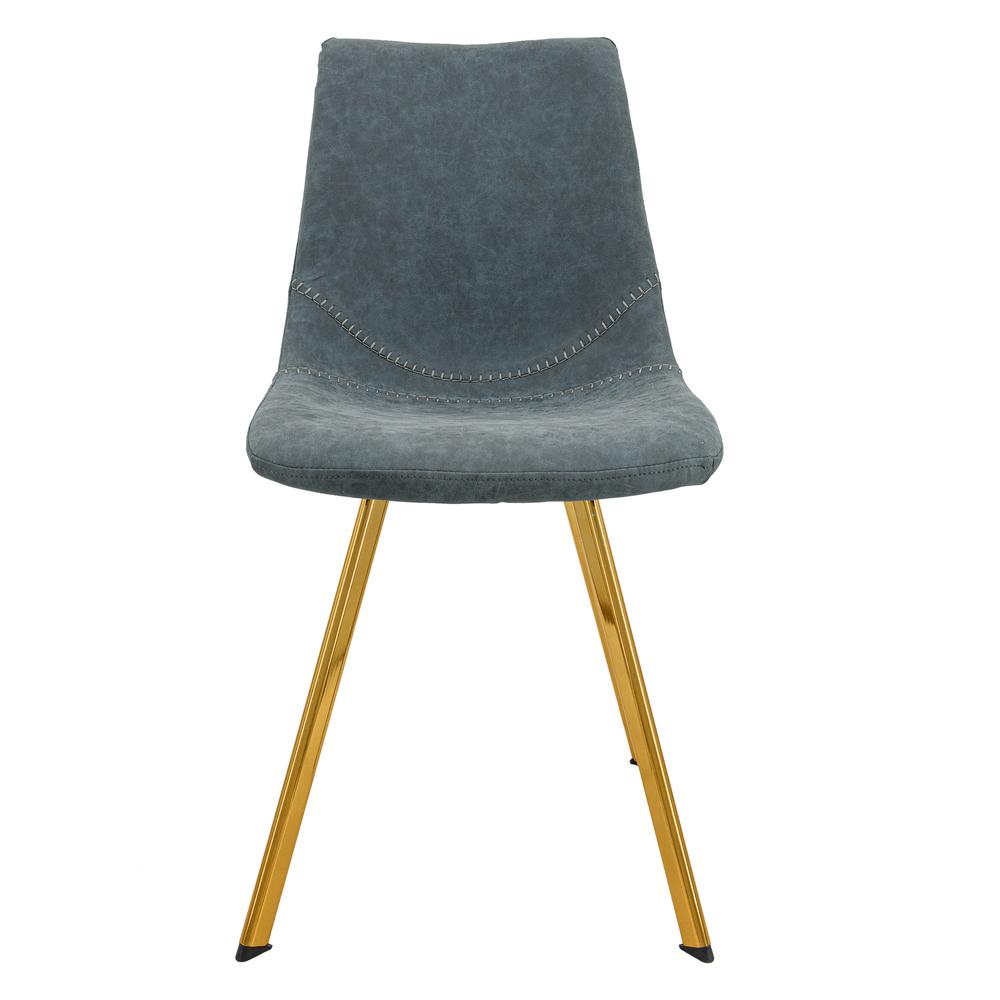 Markley Modern Leather Dining Chair With Gold Legs. Picture 10