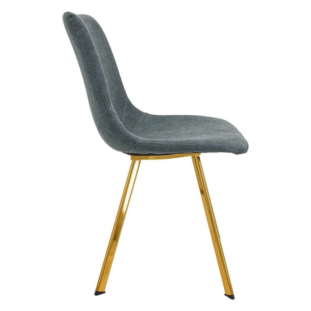 Markley Modern Leather Dining Chair With Gold Legs. Picture 11