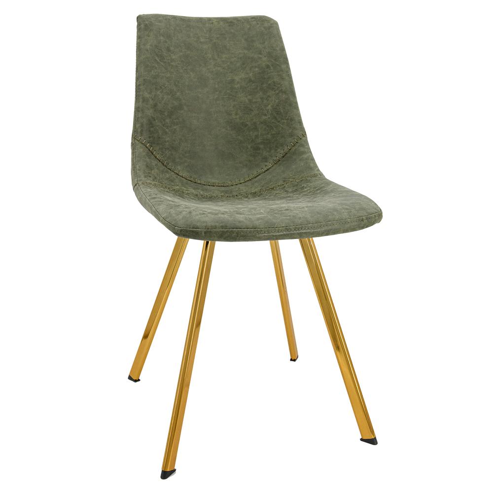 LeisureMod Markley Modern Leather Dining Chair With Gold Legs MCG18G. Picture 1