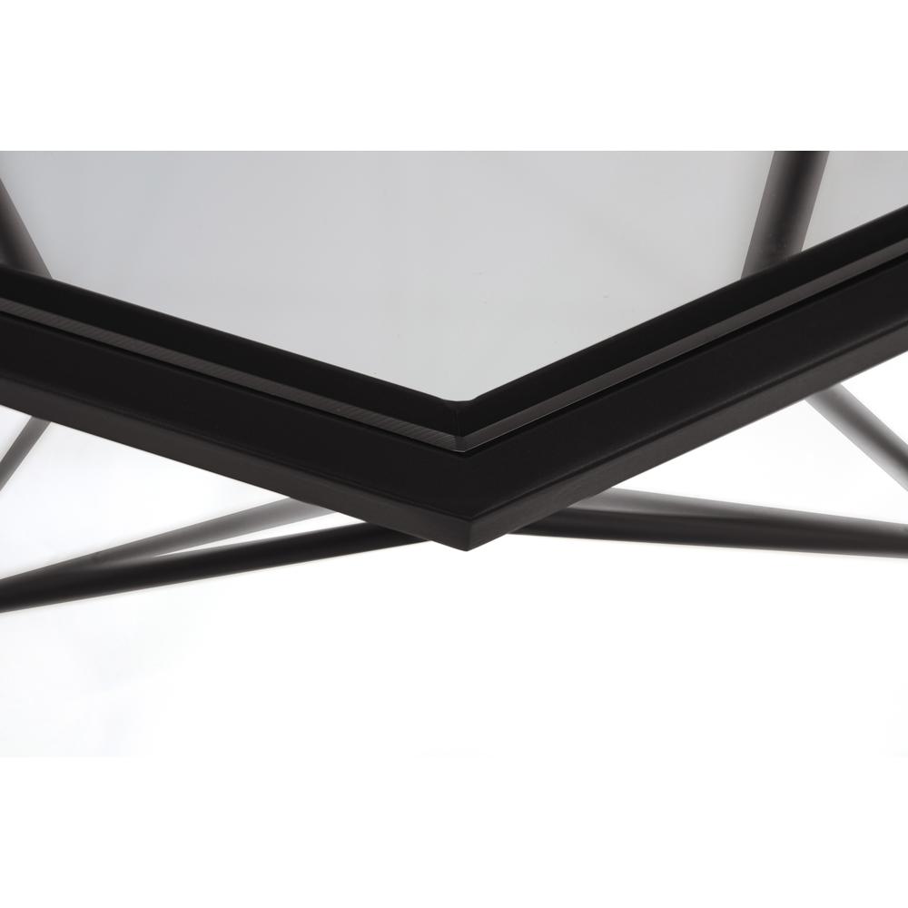 Malibu Large Modern Octagon Glass Top Coffee Table With Geometric Base. Picture 5