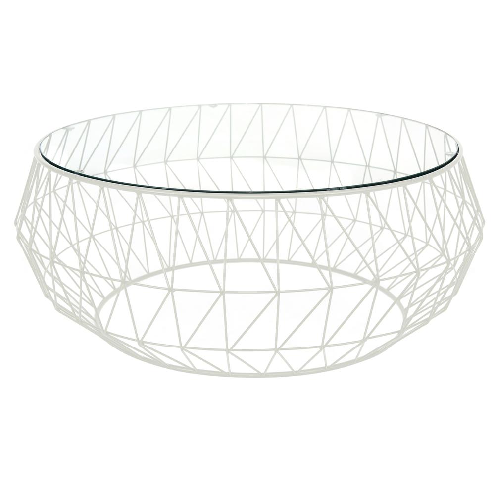 Malibu Modern Round Glass Top Coffee Table With Metal Base. Picture 1