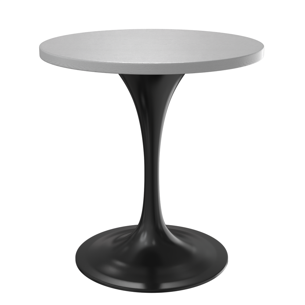 Verve 27 Round Dining Table, White Base with Light Natural Wood MDF Top. Picture 12
