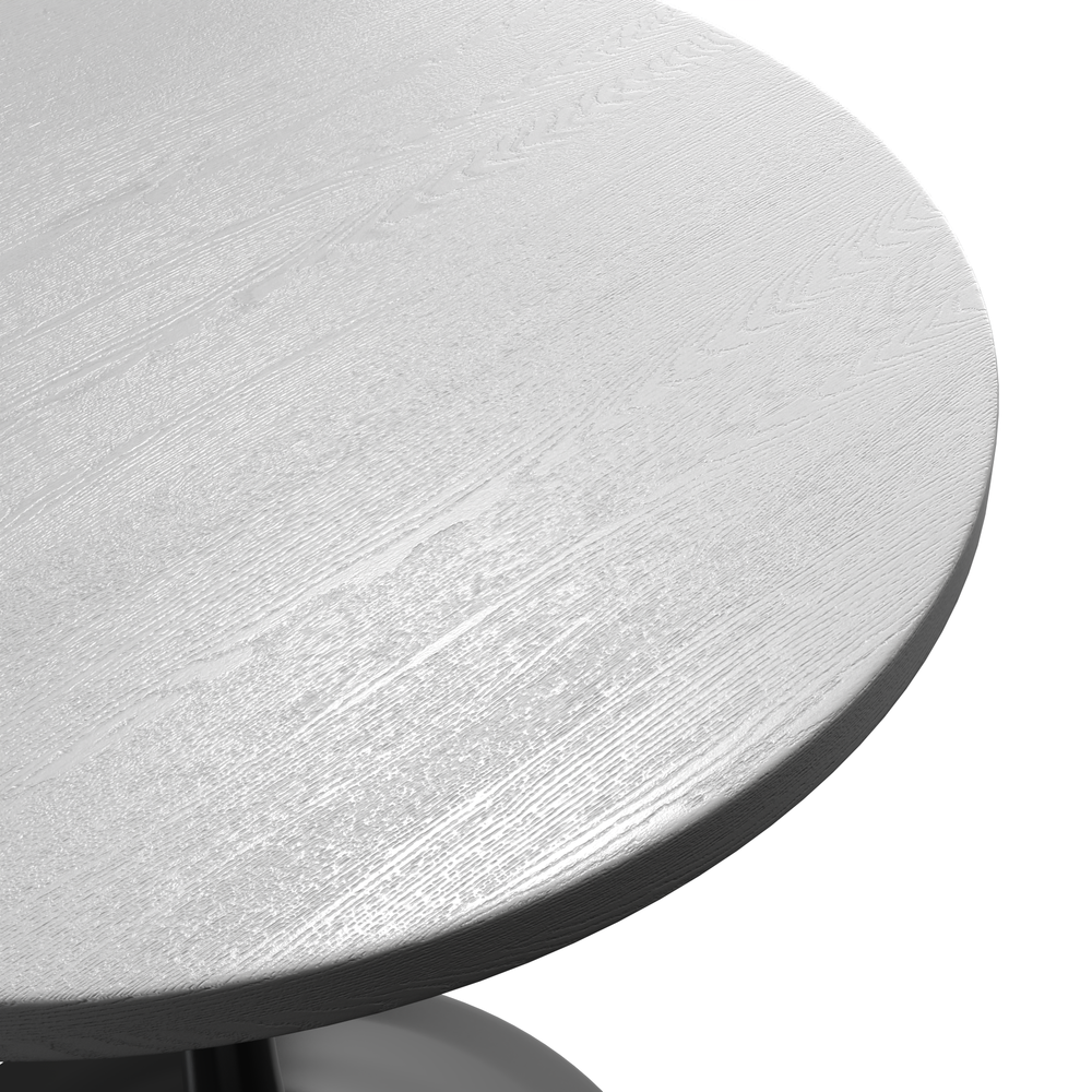 Verve 27 Round Dining Table, White Base with Light Natural Wood MDF Top. Picture 13