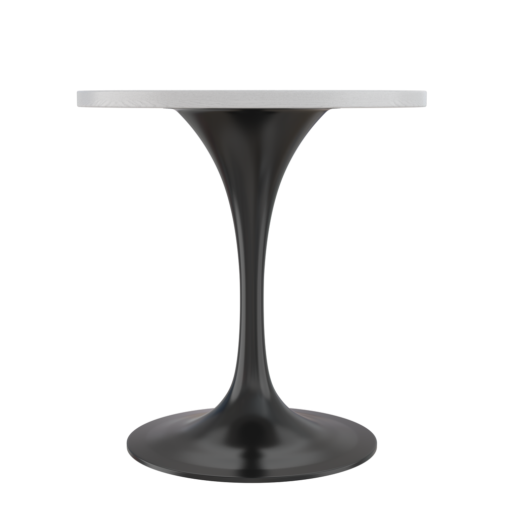 27 Round Dining Table, Black Base with Light Natural Wood MDF Top. Picture 9