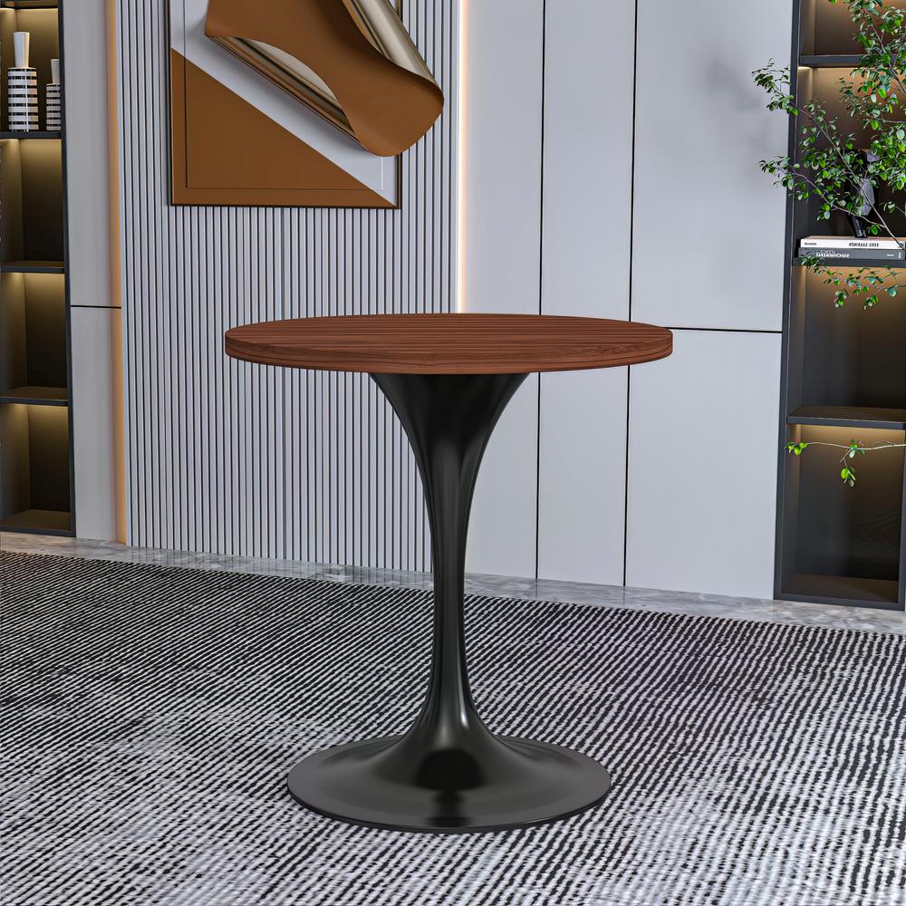 Verve 27 Round Dining Table, White Base with Cognac Brown MDF Top. Picture 12