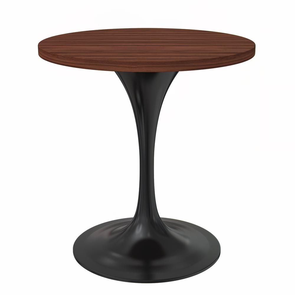 Verve Collection 27 Round Dining Table, Black Base with Cognac Brown MDF Top. Picture 9
