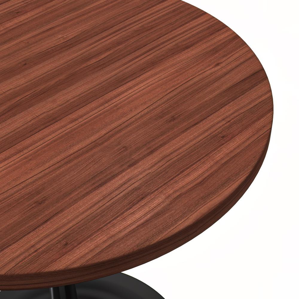 Verve Collection 27 Round Dining Table, Black Base with Cognac Brown MDF Top. Picture 12
