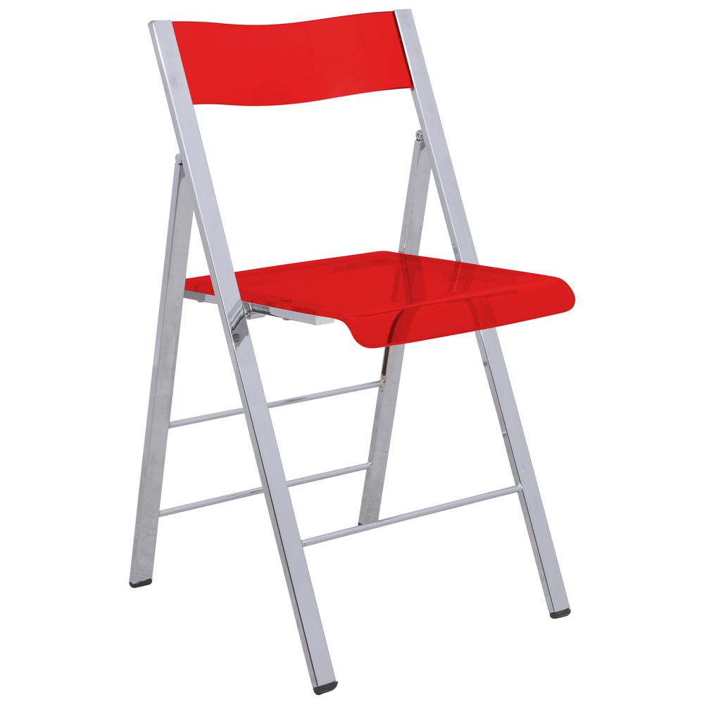 LeisureMod Menno Modern Acrylic Folding Chair MF15TR. Picture 1
